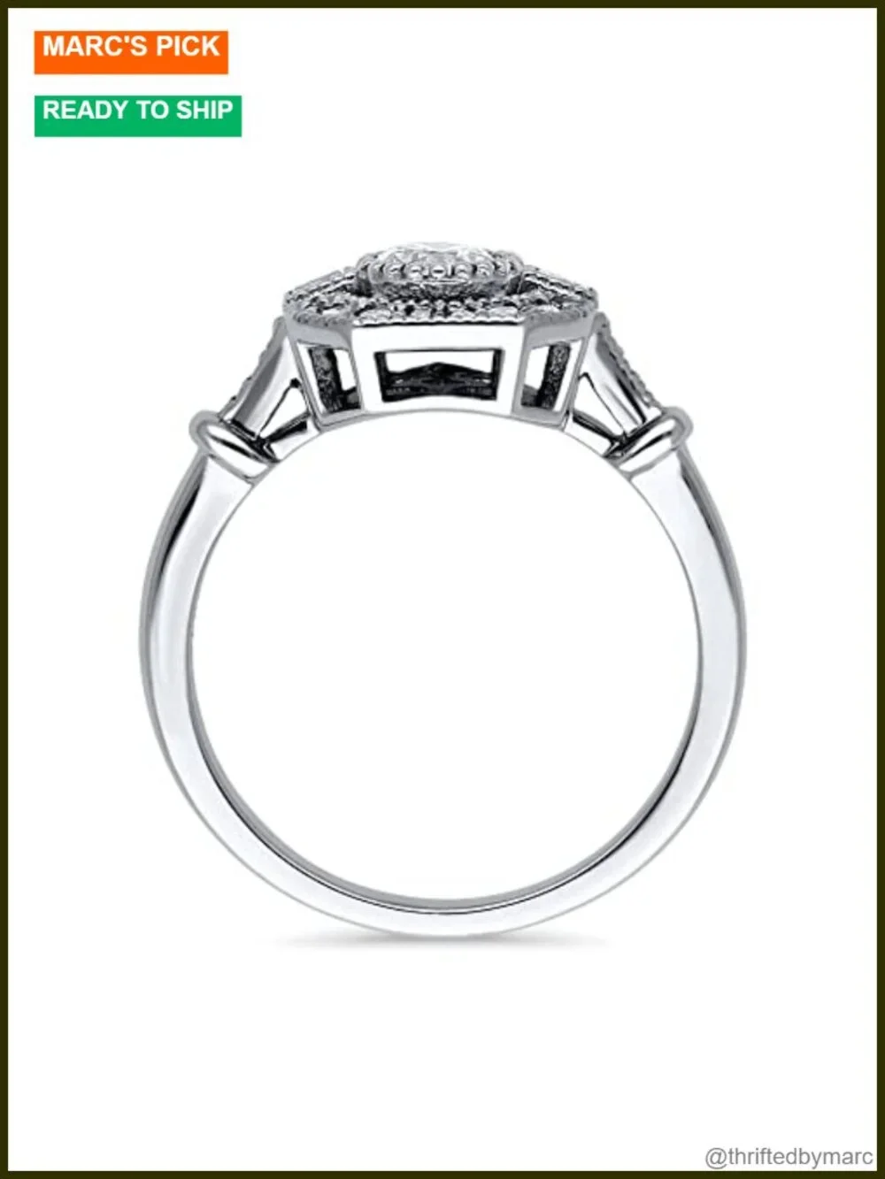 Sterling Silver Art Deco Cubic Zirconia Wedding Ring for Women